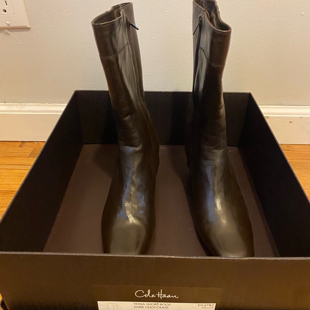 Cole Haan Dark Chocolate Brown Leather Boots